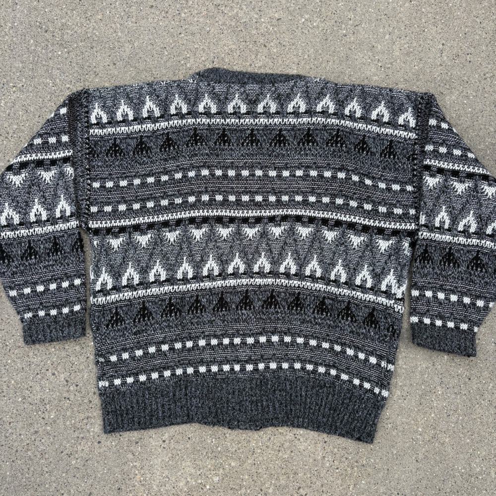 Method Sweater‎ Knit Cardigan Gray White Patterned Long Sleeve Large Vintage - Picture 4 of 4